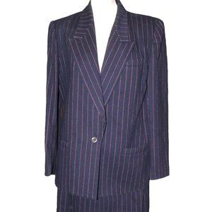 Women's Navy Pin Stripe Wool 2-pc Business Suit